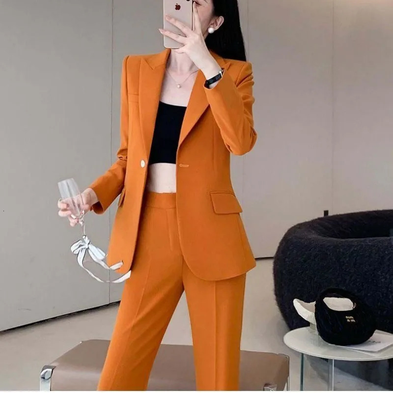 Womens autumn professional suit jacket pants twece Korean elegant casual mens 241115