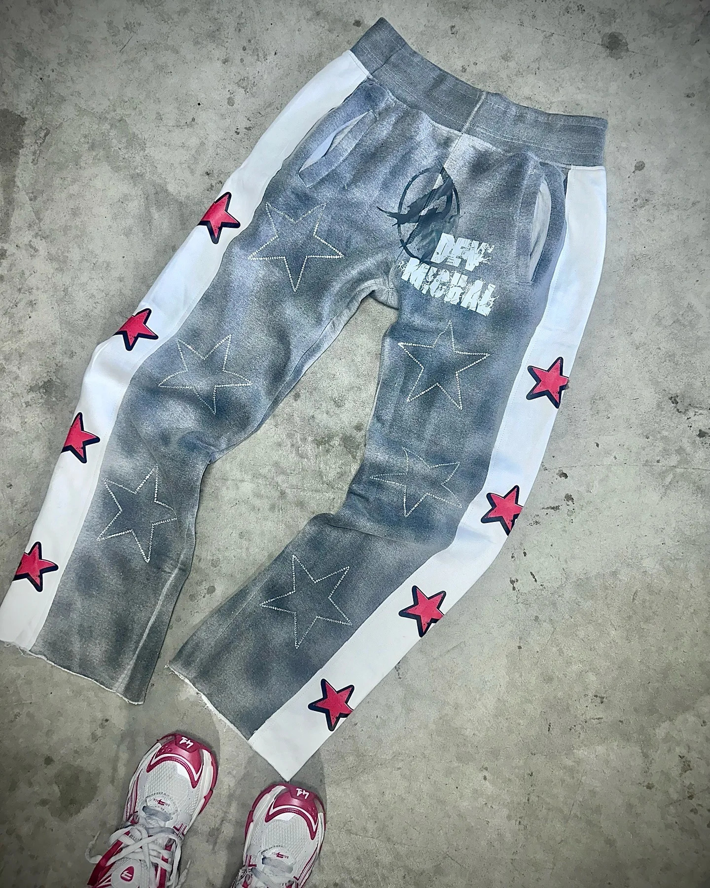 Y2K baggy Pants Men Harajuku Star Pattern High Quality Retro Casual Streetwear Sports Waist Wide Leg Trouser 241115