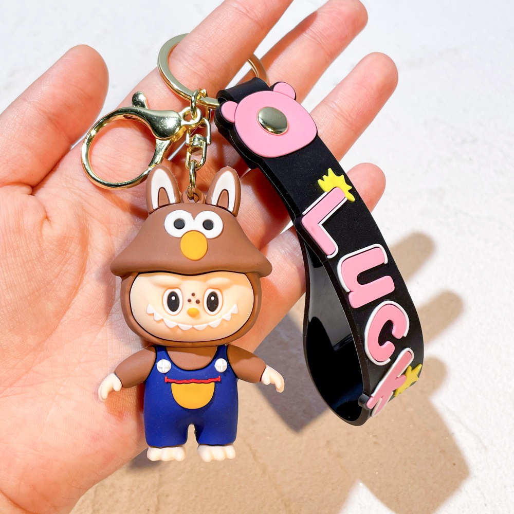 Cute Key Chain Anime Labubu Car Keychain for Bag Charms Doll Keyring Men Women Jewelry Wholesale