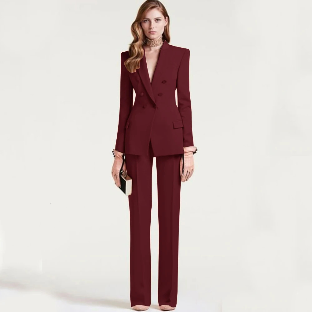 Double Breasted Set Woman 2 Pieces Pants and Top Shawl Collar Fashion Temperament Womens Suit Traf Elegant Suits for Women Sets 241115