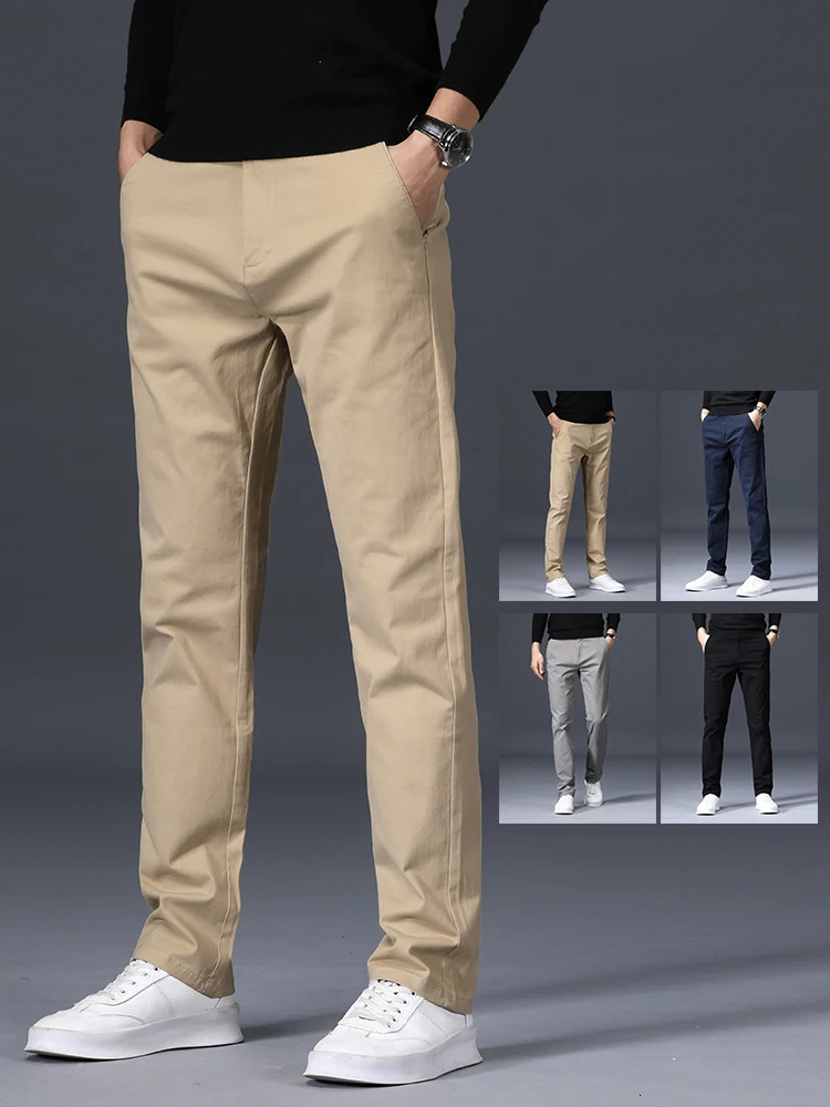 Summer thin loose casual pants solid color mens elastic straight leg fashion comfortable men 241115