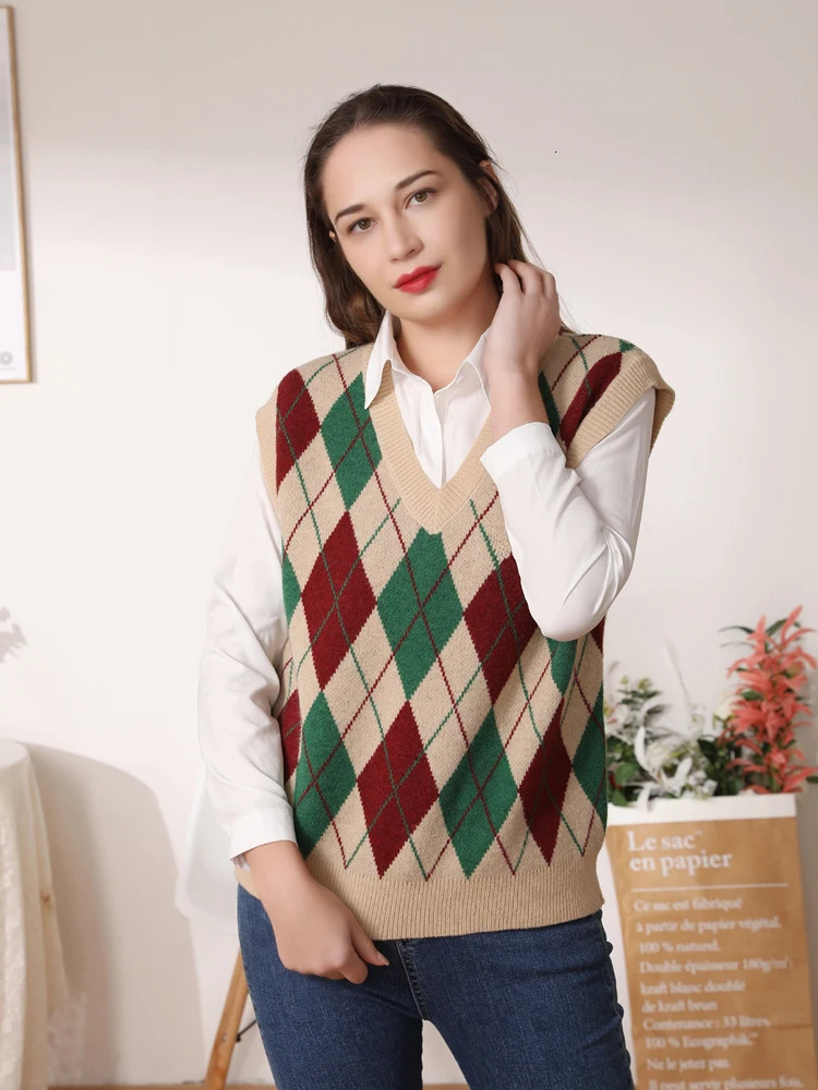 Womens vest preparatory style zipper style womens clothing sweater aesthetic sweater top womens warm Korean apron knitted womens clothing 241111