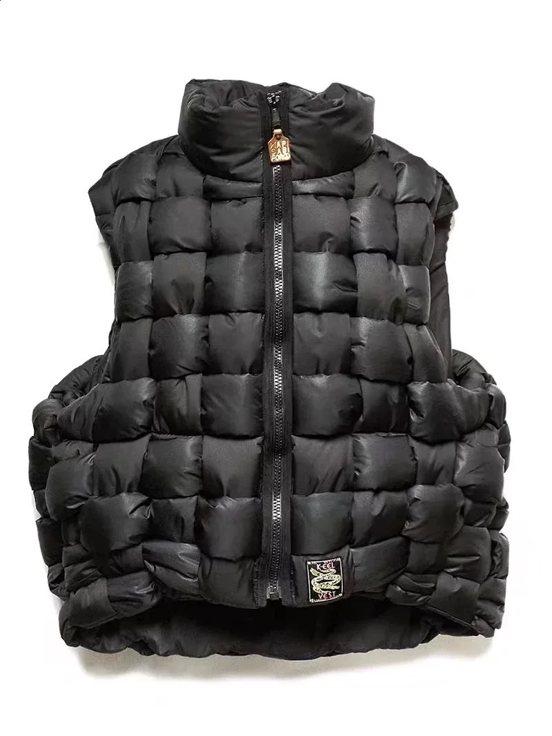 Twocolor Pure Cotton Warm Doublesided Wear High Collar Woven Coat Mens and Womens Loose Vest 241116