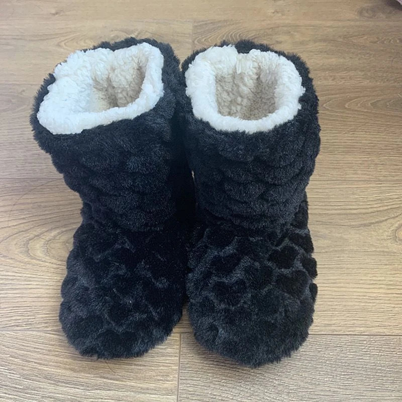 Winter Adult Men And Women Thick Warm Floor Shoes High Tube NonSlip Indoor Cotton Shoes Plush Home Slippers Shoes Women Girl 241115