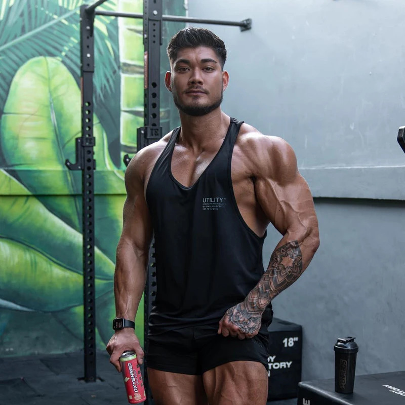 Summer Mens Sports Fitness Tank Top Jogger Gym Running Training clothing Sleeveless T-Shirt Quick Breathable Elastic Vest 240402