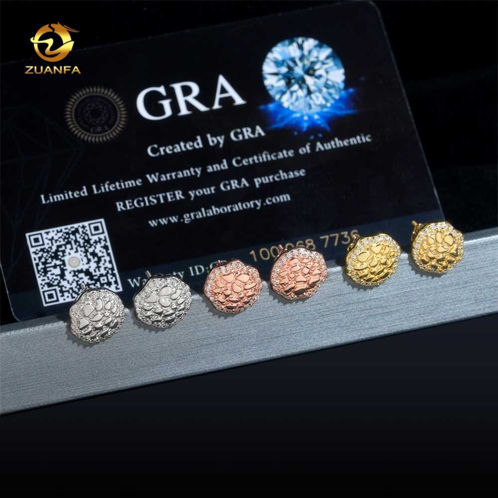 New Arrivals Hip Hop Gold Plated GRA Certificate Net Sterg Sier Men Moissanite Earrings
