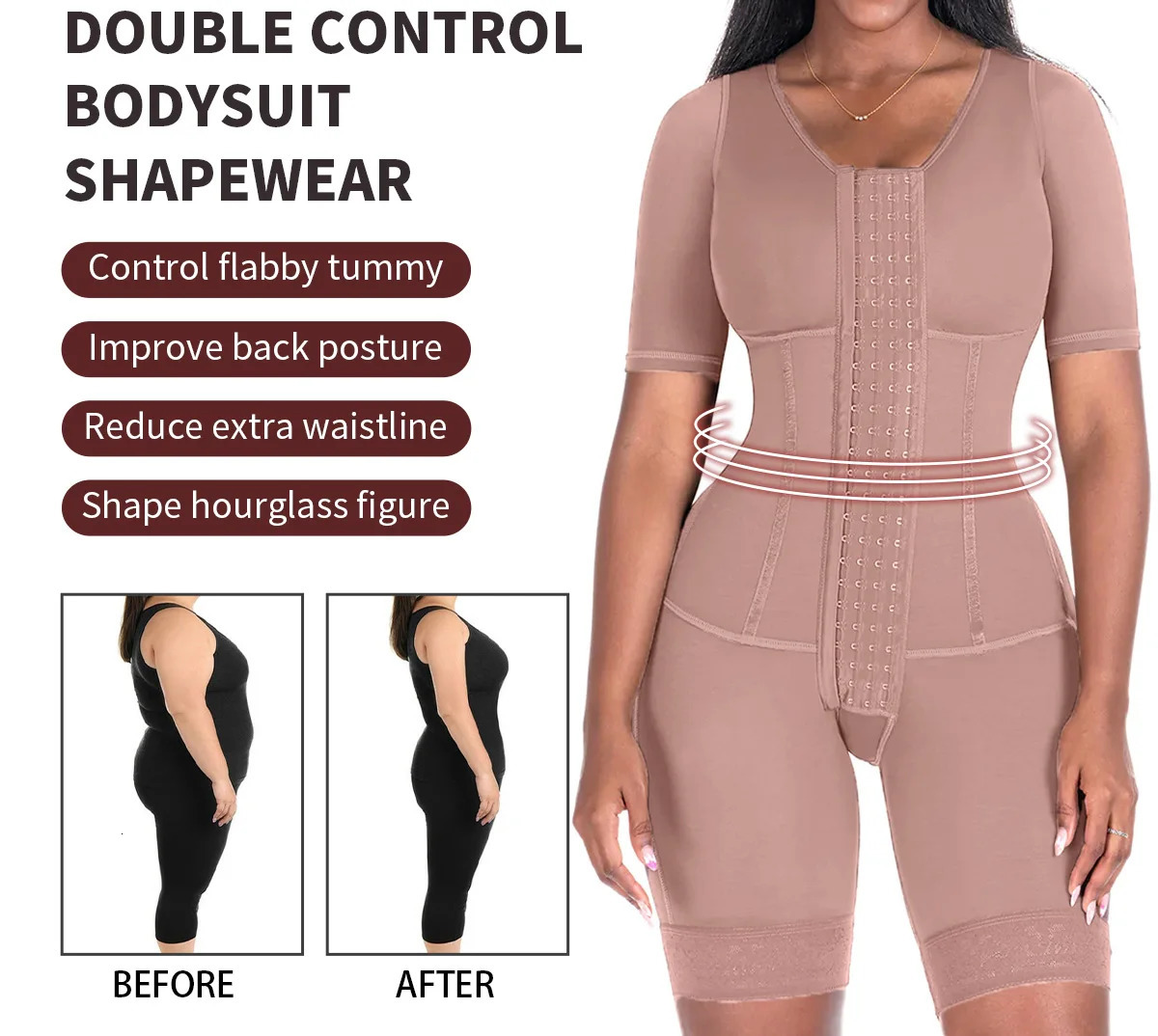 Full Body Colombian Girdles Shaper Women Tummy Control Butt Lifter Postpartum Shapewear Arm Slimmer Waist Reducing Underwear 241115