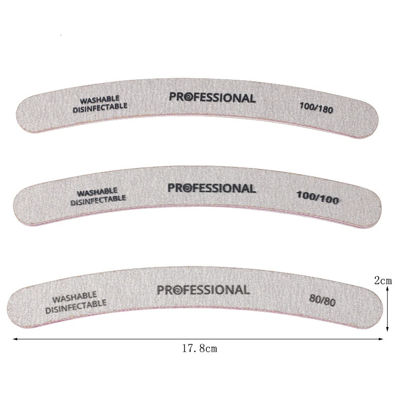 50Pcs Professional Nail File Curved Banana Nail Buffer Polish Sandpaper 80/80 100/100 100/180 Buffing Unha Limas Para Manicure 241115