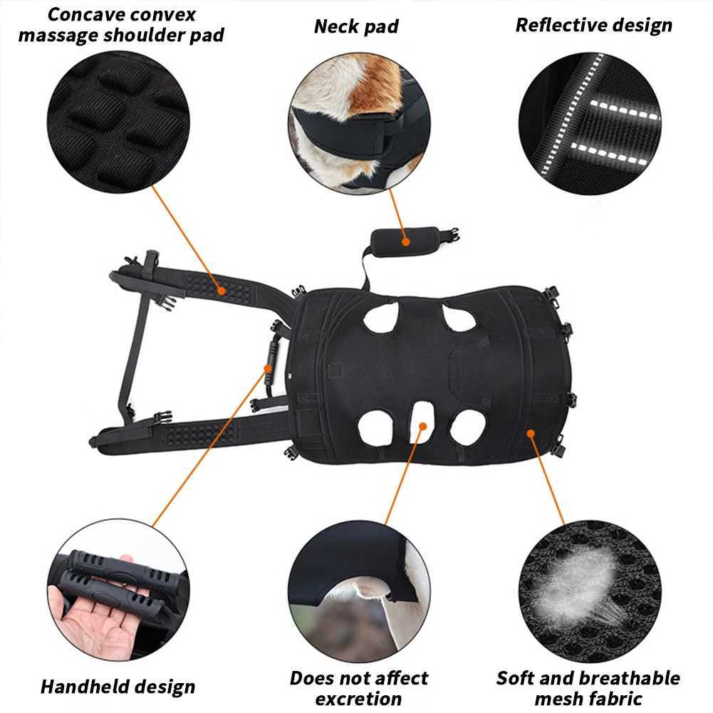 Dog Car Seat Covers Dog Lift Harness Backpack Carrier For Medium Large Dog With Handle Neck Pad Reflective Webbing Breathable Mesh Rehabilitation Ca z