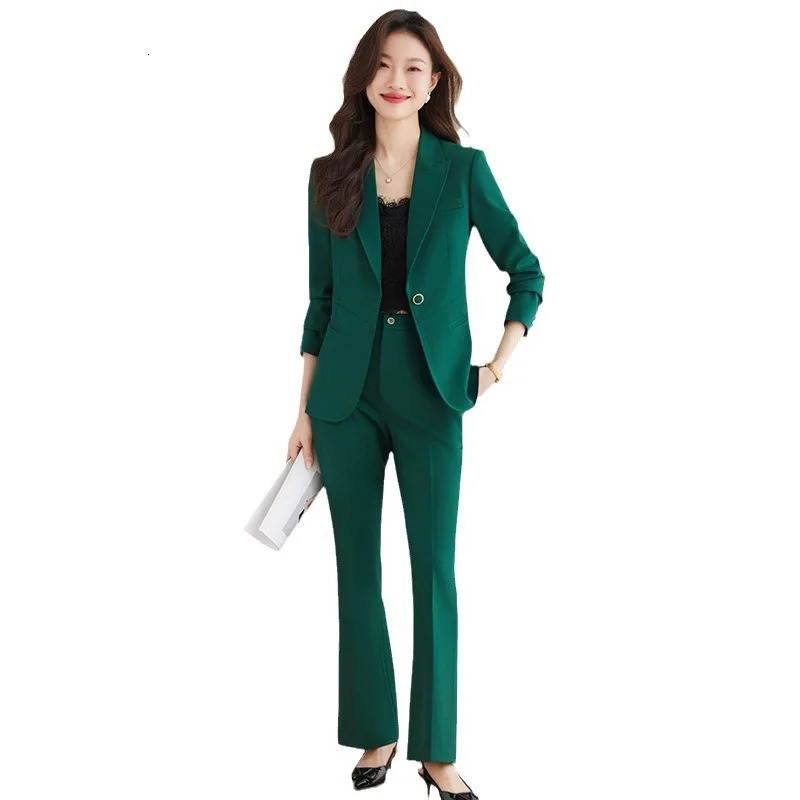 Wine Red Suits Womens Autumn High End Fashion Tempering Business Slim Blazer and Pants Sets Office Work Clothes 241115