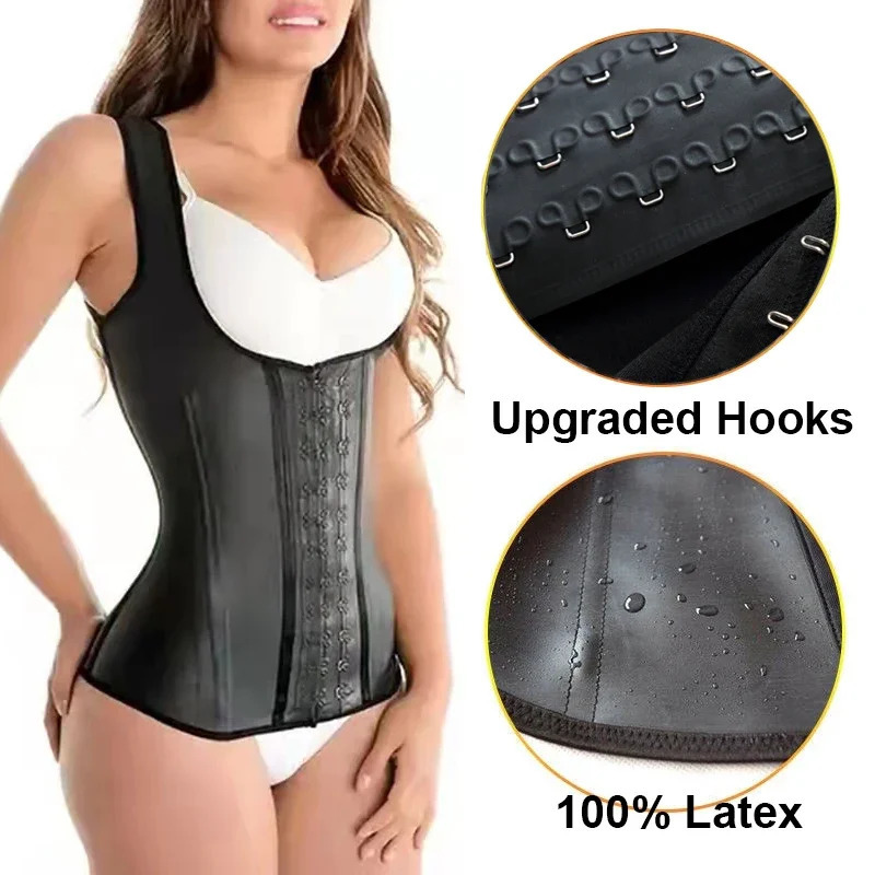 High Compression Waist Trainer Firm Control Body Shapewear Women Latex Sports Vest Slimming Corset Steel Bone Fajas Colombianas 241115