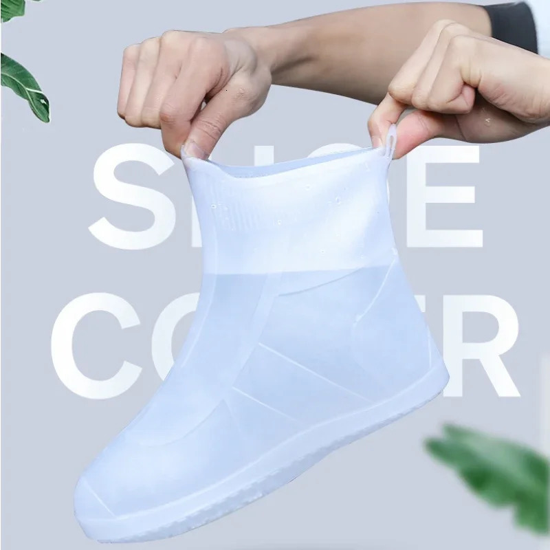 Waterproof Silicone Shoe Cover High Top Rain Boots Cover Nonslip Shoes Protector Outdoor Reusable Thickened Footwear y241115