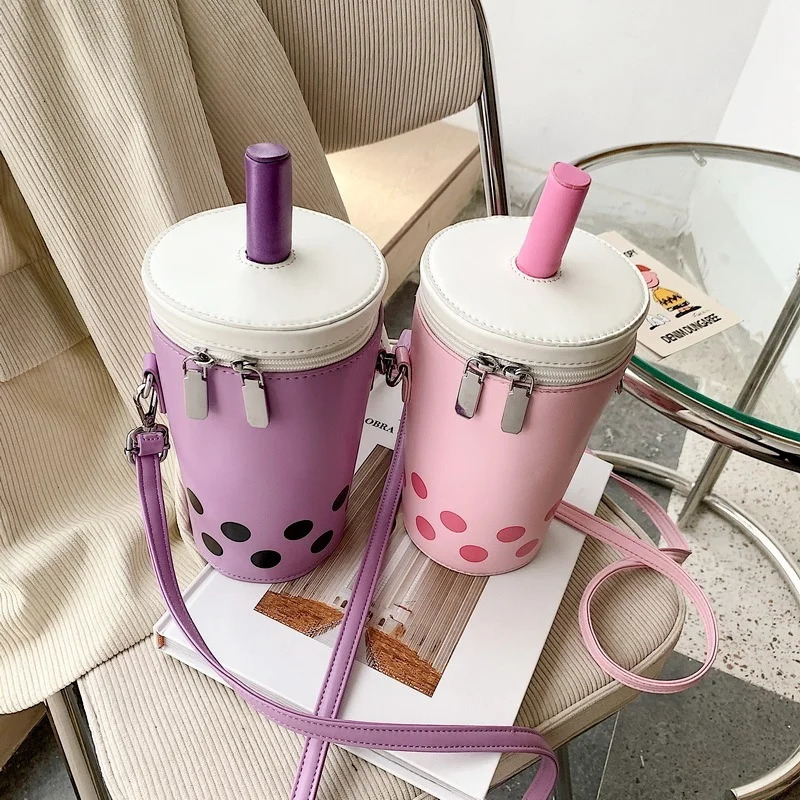 Creative texture milk tea small bag personalized cute cartoon autumn and winter one shoulder messenger phone storage bag 241115
