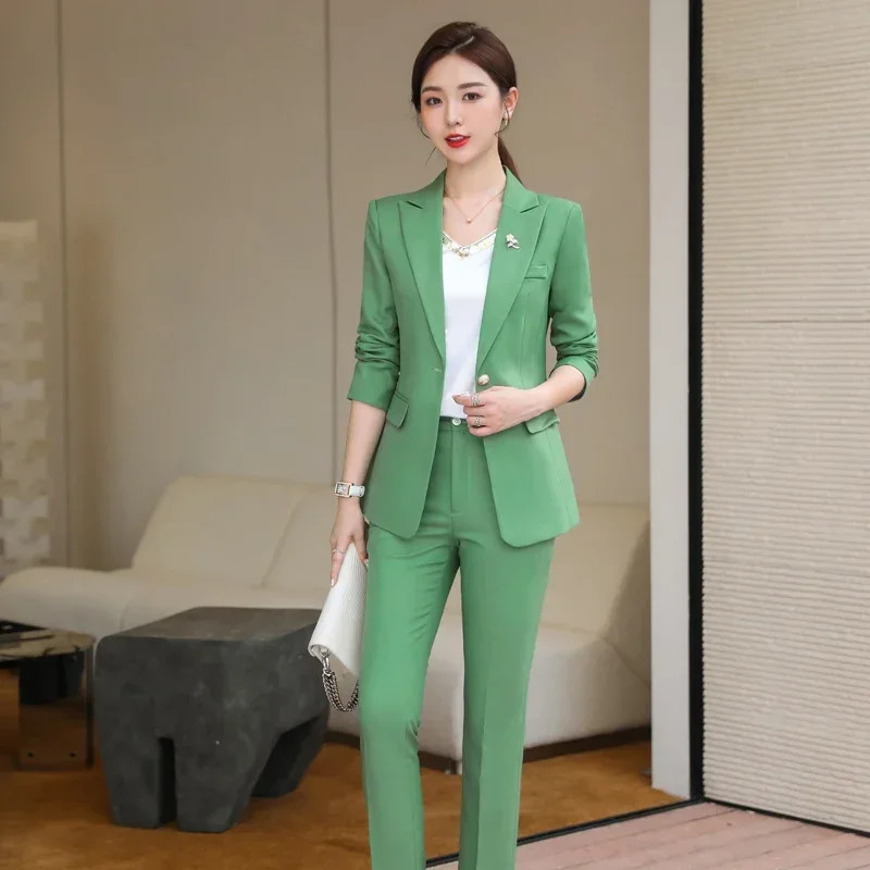 High quality fabric autumn formal womens professional pants set including and jacket OL style Trouser 241115