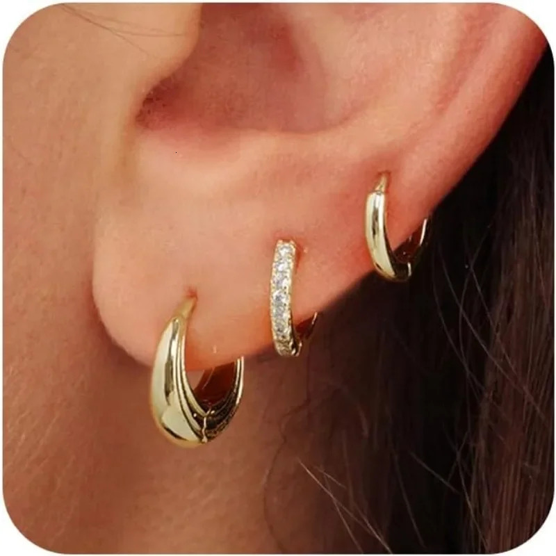 Dainty 14k Gold Silver Plated Lightweight Cartilage Hoop Earrings Set Jewelry for Women Elegant Jewelry Gift 241116