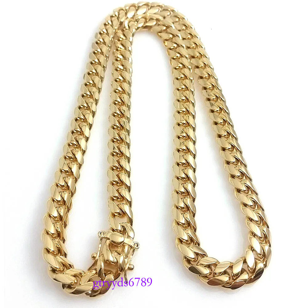Gold Miami Cuban k Chain Necklace Men Hip Hop Stainless Steel Jewelry Necklaces
