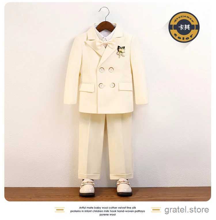 Suits Children Champagne Slim Photograph Dress Gentleman Kids Birthday Suit Flower Boys Wedding Party Performance Dance Show Wear