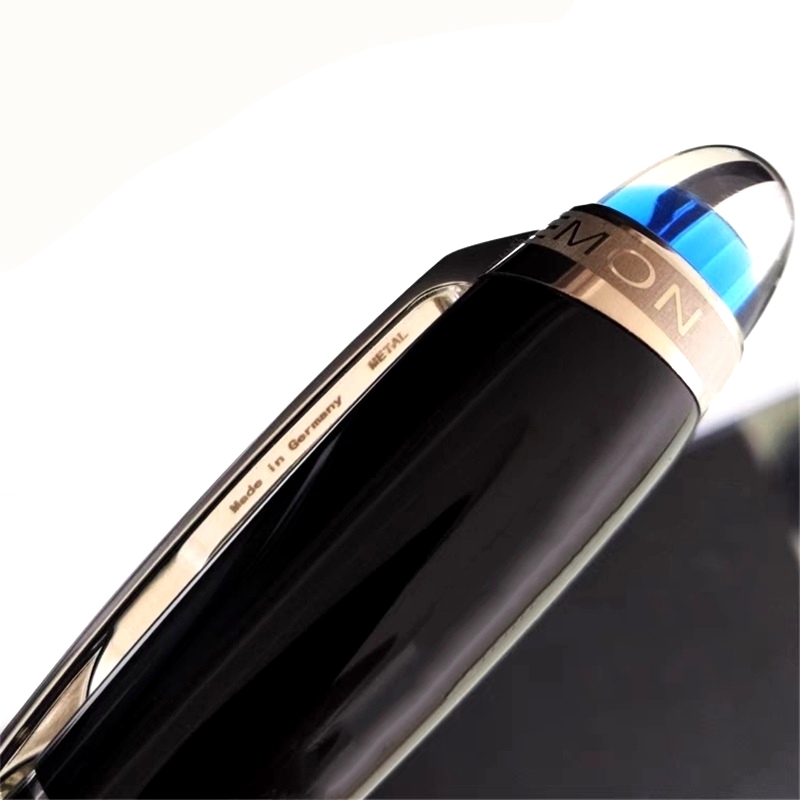 Special Edition Monte Black Resin Blue Crystal Star Rollerball Pen Ballpoint Pen Office School Writing Fountain Pens With Serial Number