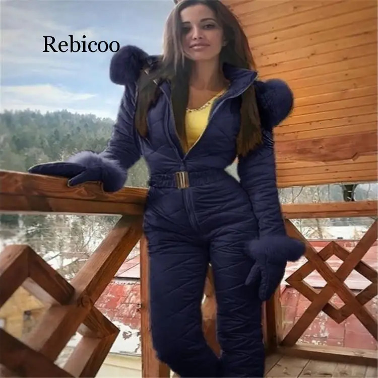 Fleece One Piece Ski Suit Women Snow Overalls Mountain Skiing Jumsuit Super Warm Winter Jacket Pants Breathable Set 241116