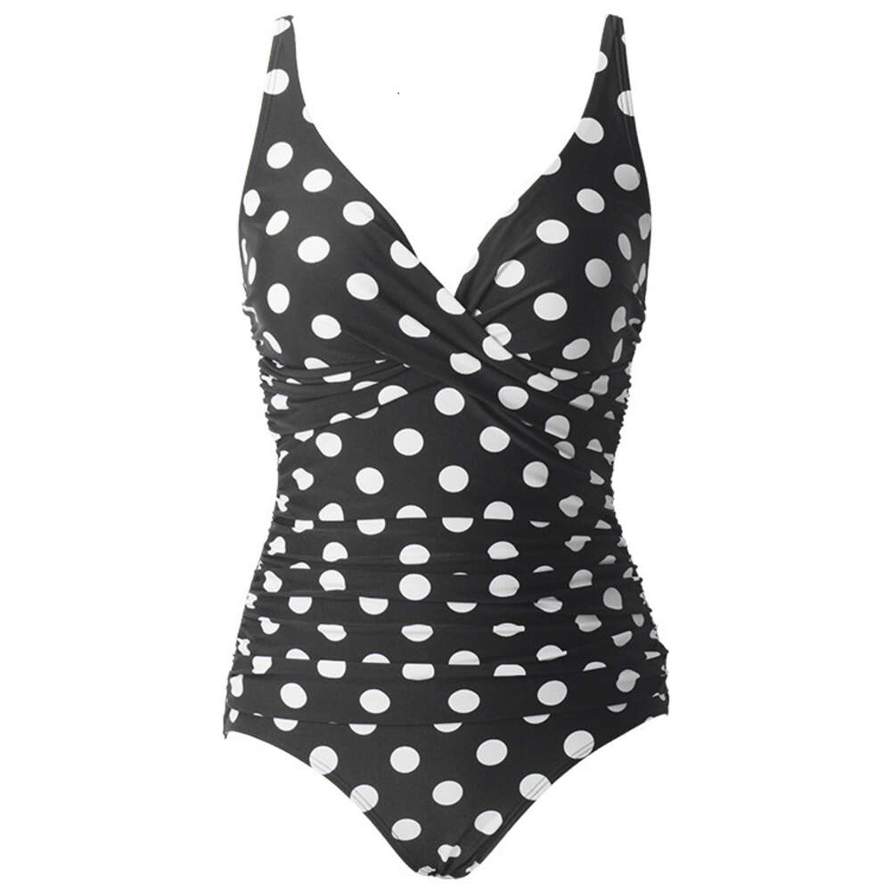 2024New Double Shoulder Pleated Belly Covering Triangle One Piece Swimwear for Swimming Women F41654