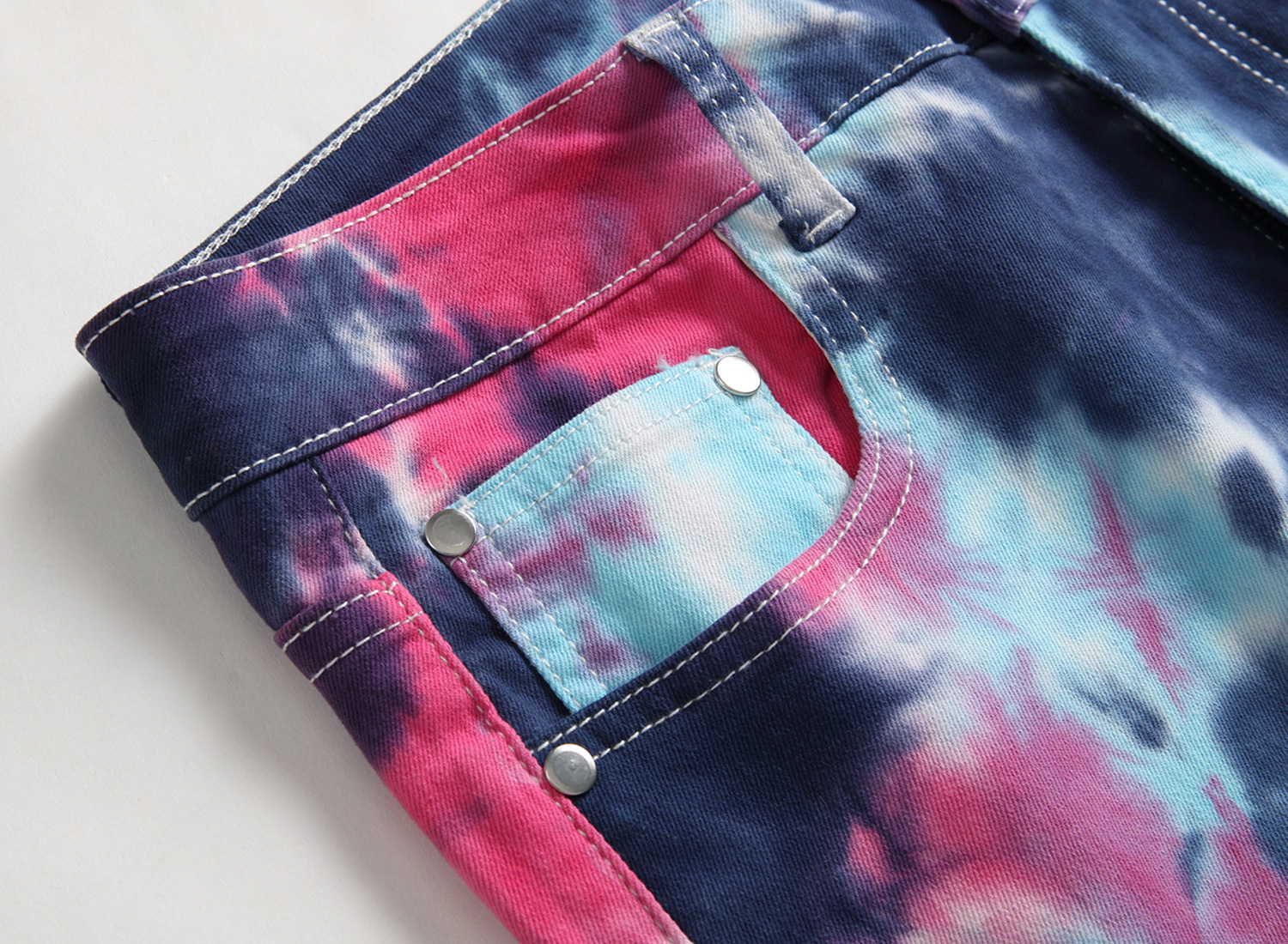 High street fashion tie dyed colorful Binfen elastic small straight jeans 221008