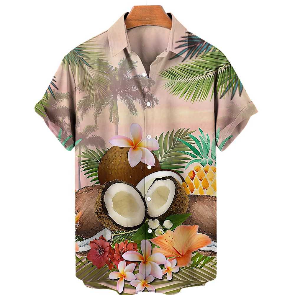 Men's Casual Shirts Summer Shirt Hawaiian For Men Beach Vacation Short Sleeve Tops Mens Blouse Fashion Camisas De Hombre Clothing XL 240416