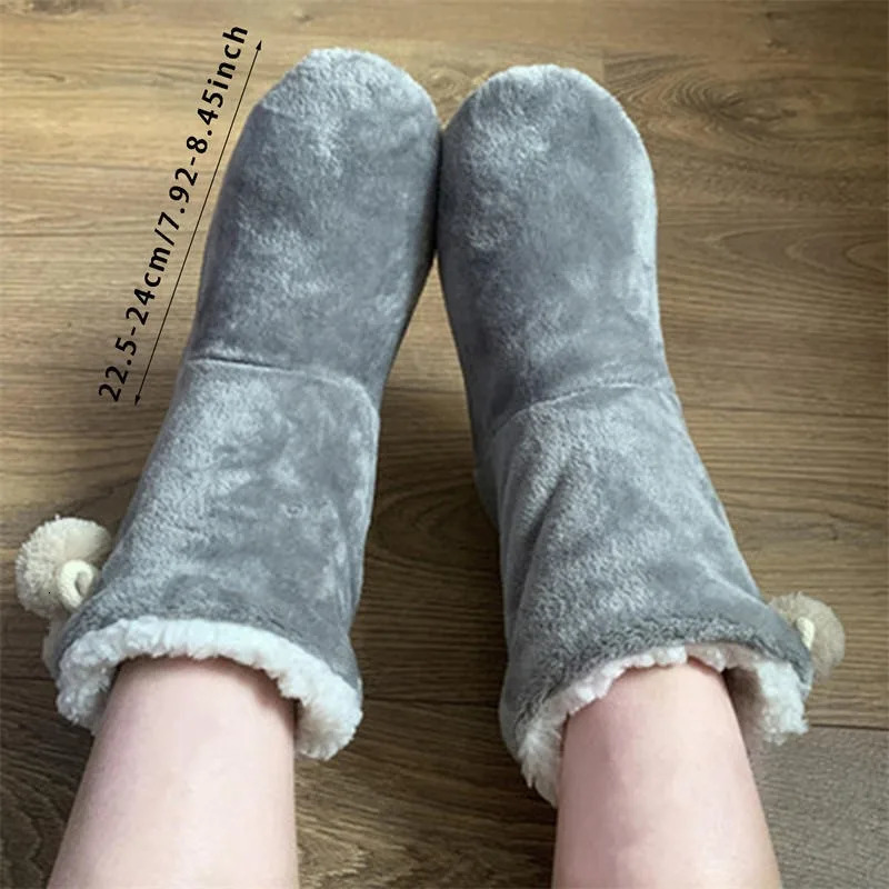 Womens Fluffy Slippers Christmas Winter Floor Shoes Indoor Home Fur Plush Anti Skid Non Slip Soft Warm Female Boots 2024 241115