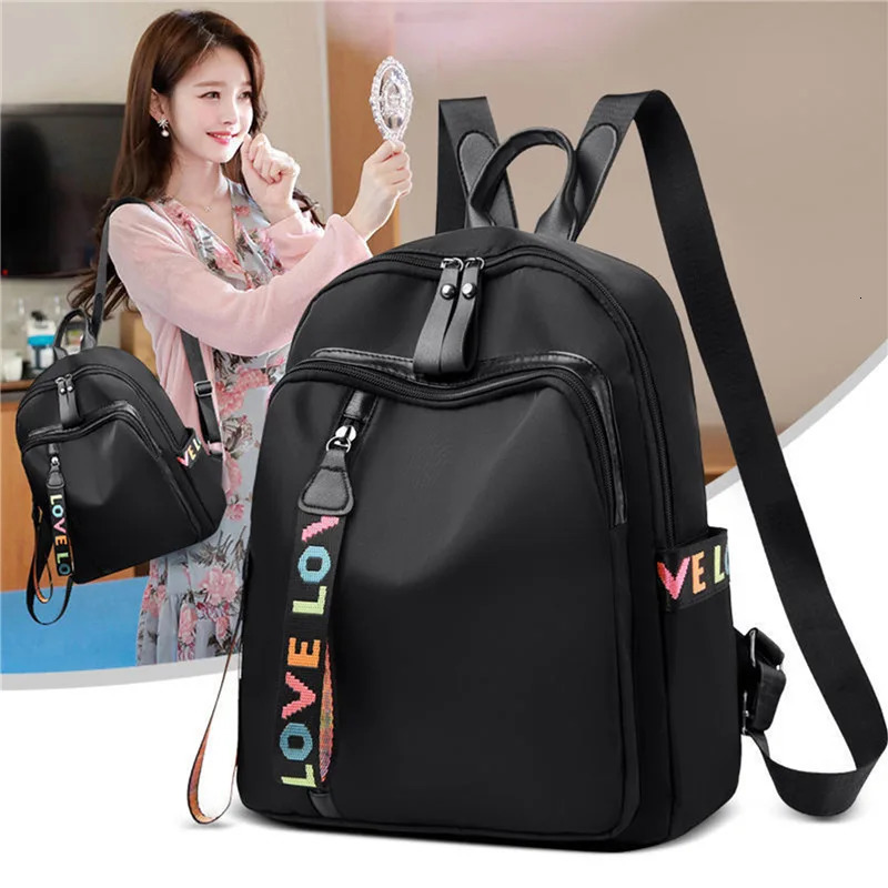 Antitheft Backpack Waterproof Fabric Large Female Shoulder Bag Teenage Large Capacity Simple Casual Travel Bagpack 241115