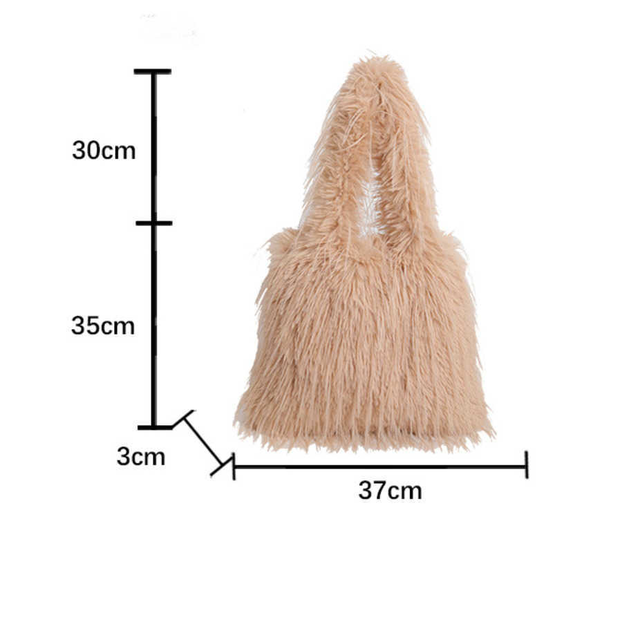 Autumn Winter Tote Bag Large Capacity Shopping Bags WoMens New Style Tassel Shoulder Bag Long Plush Fashion Bag 241104