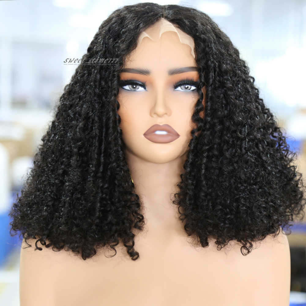 High Density Pixie Curl Soft Long 4X4 Lace Wig Natural Color Lace Front Wig for Women Babyhair Preplucked