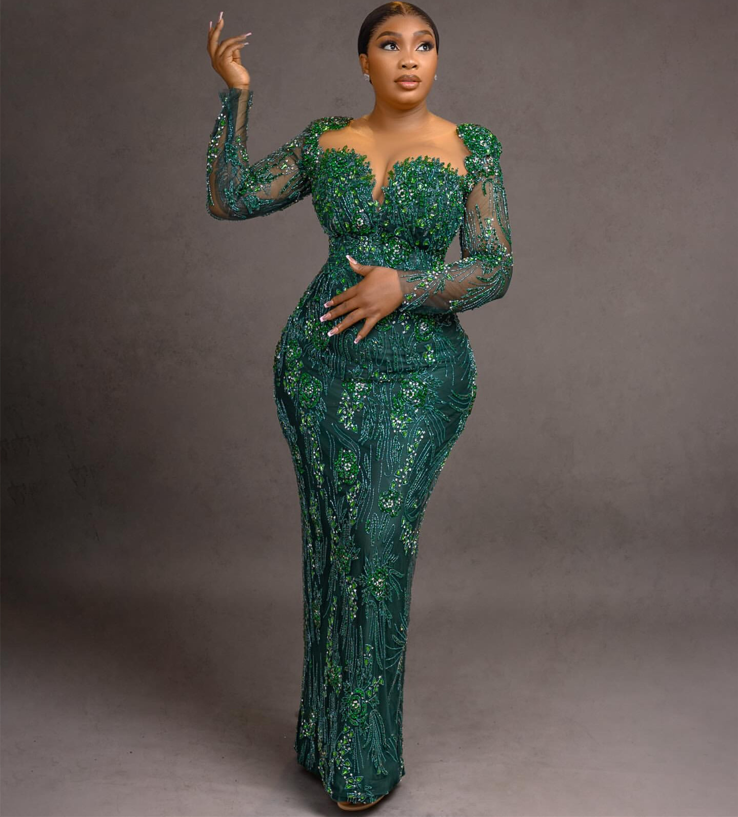2024 Aso Ebi Dark Green Mermaid Prom Dress Crystals Beaded Lace Evening Formal Party Second Reception 50th Birthday Engagement Gowns Dresses Robe De S