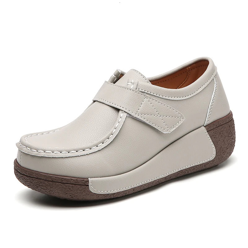 Womens casual flat shoes leather wedge sports shoes Slip on Ladies Moccasins er womens Loafers Zapatos De Mujer 241115