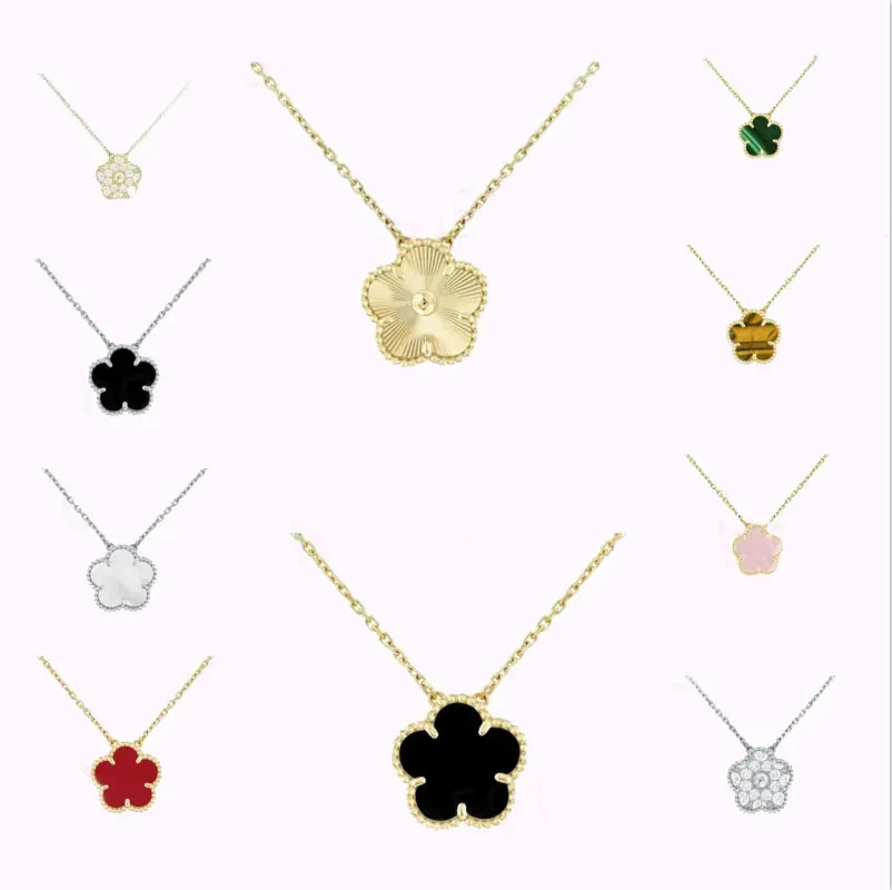 Four Leaf Necklaces Clover Jewelry Flower Necklace 18K Gold Silver Rose Plate Agate Diamond Fashion luxury Classic Charm Chain Wedding Gift Party KT931