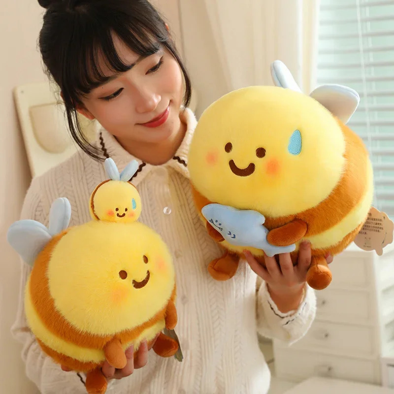 Cartoon Sha Bee Plush Toys Pendant Stuffed Cai Bee Plush Super Soft Honey Jar Plush Doll Sleep Pillow Birthday Gifts for Kids 241115