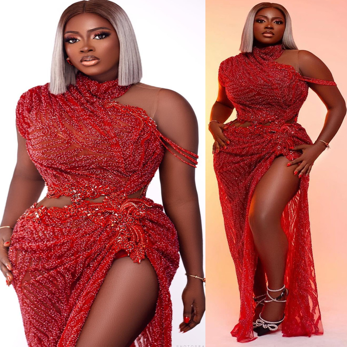 Aso Ebi Red Sheath Prom Dress Sequined Beaded Crystals Evening Formal Party Second Reception Th Birthday Engagement Gowns Dresses Robe De Soiree ZJ Lz