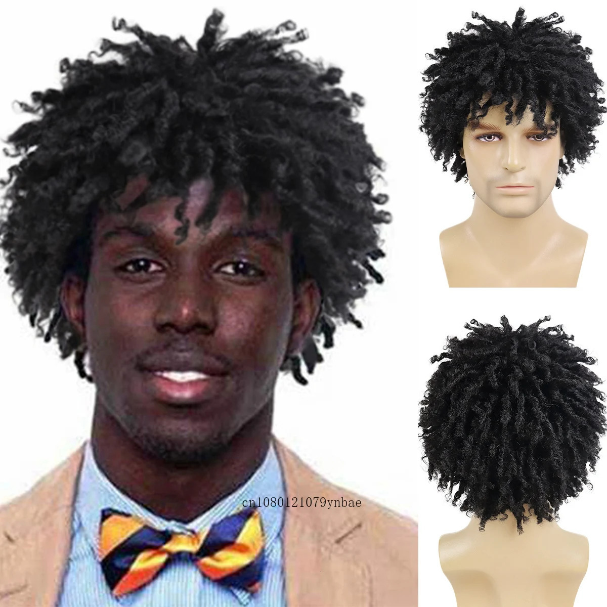 Synthetic Dreadlock Wig for Men Male Braided Black Wigs Locs Crochet Twist Hair Afro Curly Wig Hip Hop Rock Daily Costume Party 241115