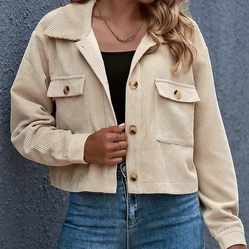 Stylish Solid Color Button Front Long Sleeve Jacket Sof Spring and Fall Women Casual Wear for Everyday Occasions 241108