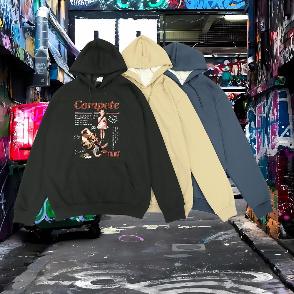 DIY Customized Mens Hoodie Sweatshirt Long Sleeve Soft Loose Fit Hoodie for Man Woman Black Khaki Blue Top Pullover Hoodie Hip Hop Cotton 350g