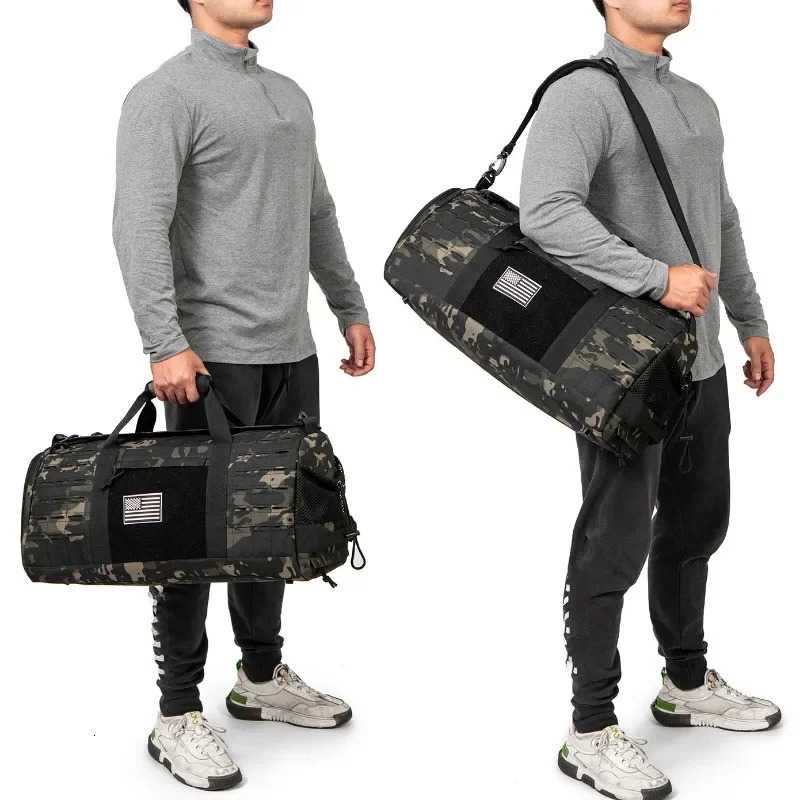 40L Sport Gym Bag Tactical Travel For Men Fitness Training With Shoe Basketball Weekender Bag carry on luggage Duffle pack 241116