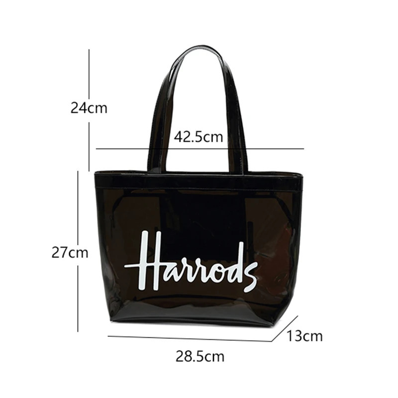 London style transparent PVC handbag shopping bag environmentally friendly signature transparent shopping handbag and gym womens beach work bag 241115