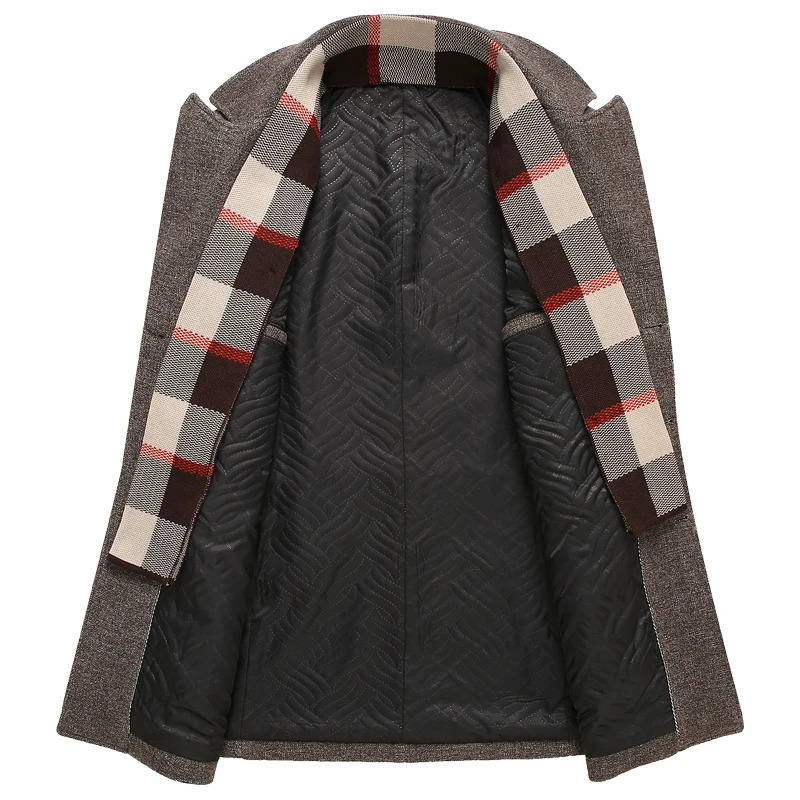 Mens Business Smart Casual Woolen Jacket Turn Down Collar Wool Coat Thicken Warm Male Blends Trench Windbreaker 241115