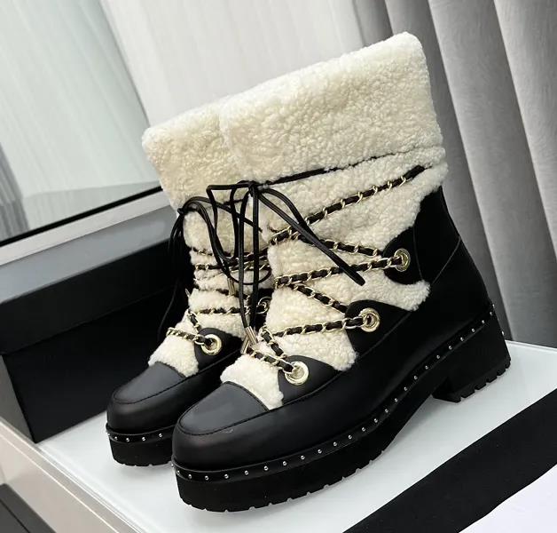 Designer Luxury Womens Ankle Snow cc Boots - Winter Wool Combat Booties leather Suede cowboy Martin knight winter sheepskin ankle boot shoes