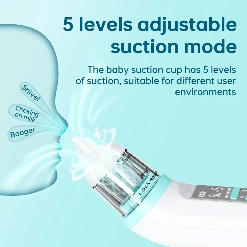 Baby Electric Nasal Absorber Nose 5 Levels Adjustable Silicone Silent Cleaner Obstruction Rhinitis Child Suction Aspirator Tool 240407