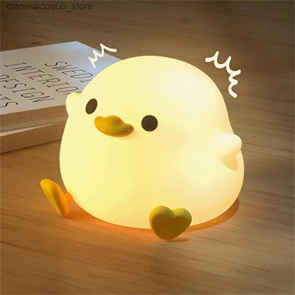 Lamps Shades LED cute bean duck night light with touch sensor rechargeable desk lamp bedroom living light Q240416