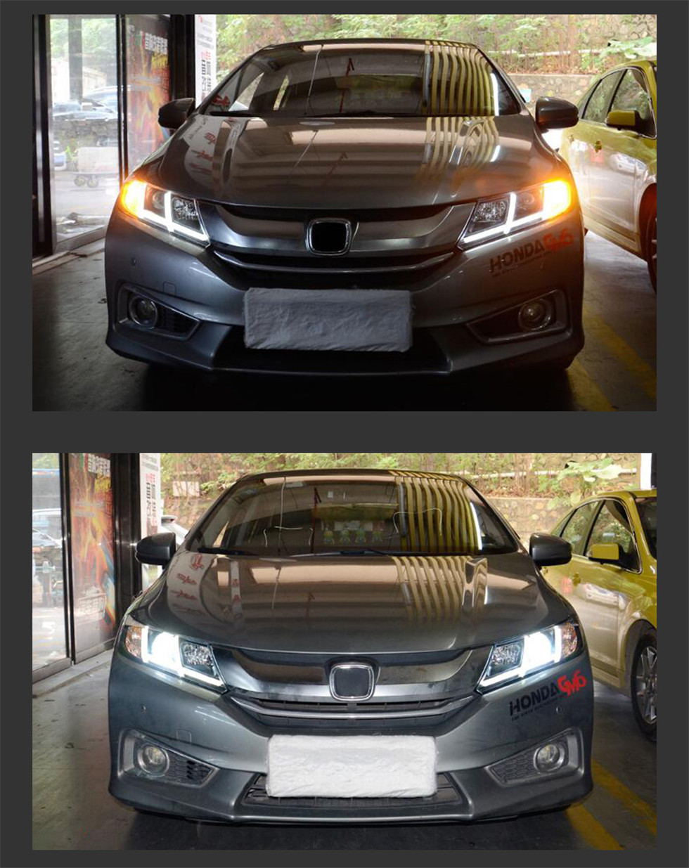 Car Styling for Honda City 20 15-20 19 Head Lamp Upgrade Double U DRL Projector LED Lens Signal Lamp Head light Assembly