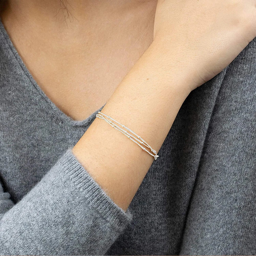 Simple Female Ball Chain Bracelet Jewelry Layered Thin Beads For Women Leg 316L Stainless Steel 241116