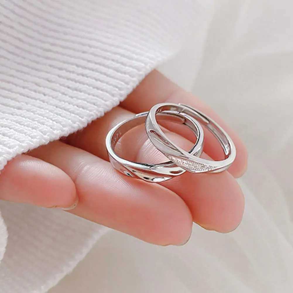 2Pcs Couple Rings For Lovers Stainless Steel Wedding Set Women Love Jewelry Silver Color Valentines Day Anniversary Gifts W250207