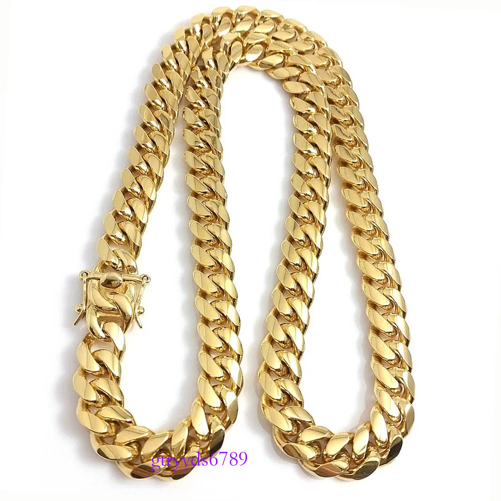 Gold Miami Cuban k Chain Necklace Men Hip Hop Stainless Steel Jewelry Necklaces