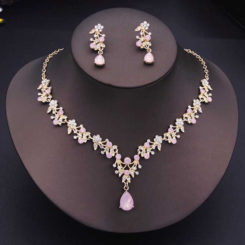 Elegant pendant earrings and necklaces for elegant jewelry sets floral designs sparkling rhinestone necklace sets weddings X241116