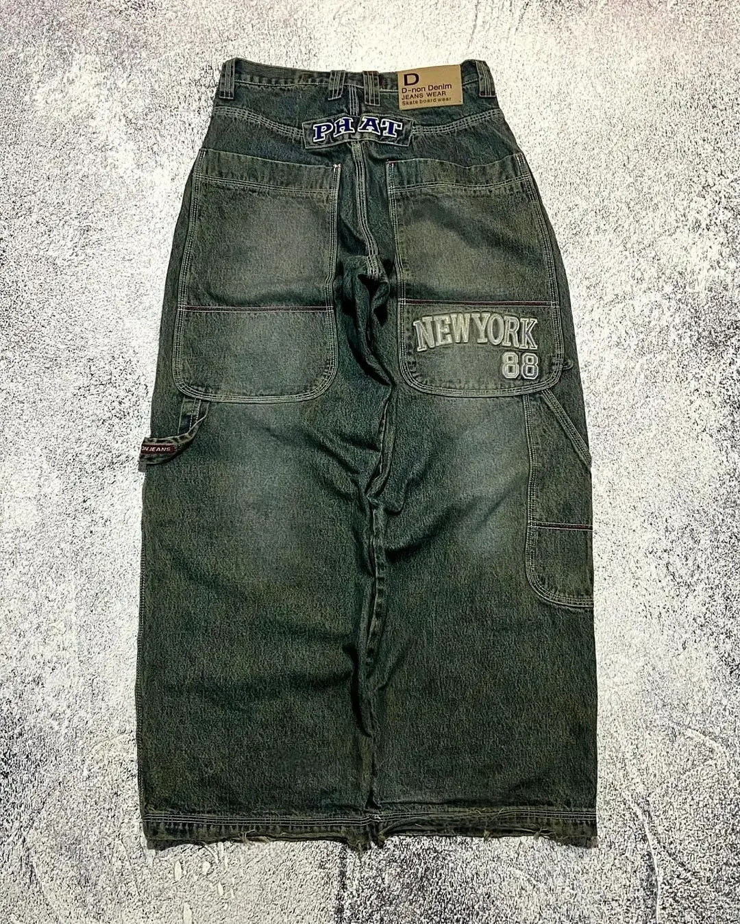 Y2k Aesthetic Vintage Straight Baggy Letter Print Women Man Jeans High Street Casual Trousers Gothic Style Denim Wide Leg Pants 240403